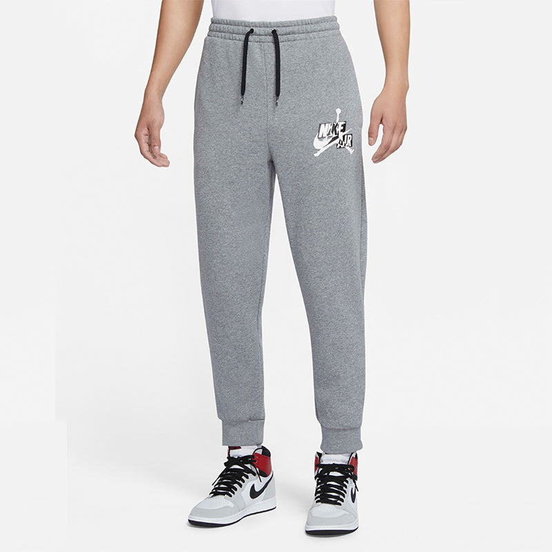 Air Jordan Jumpman Classics Flying Man Printing Drawstring Fleece Lined Slim Fit Bundle Feet Long Pants Gray DB6759-091