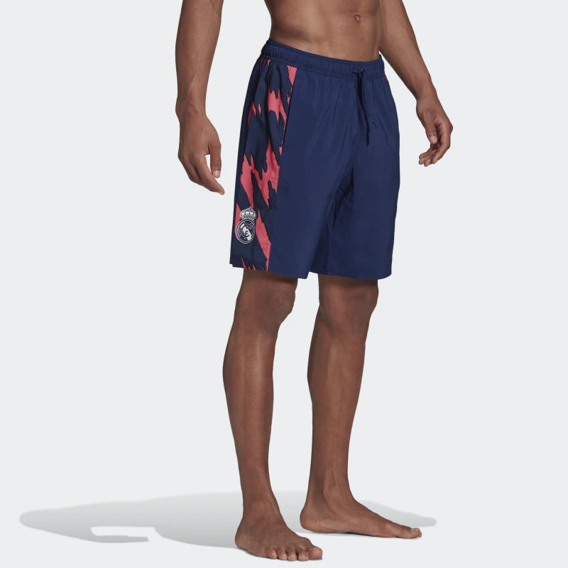 adidas real Madrid Soccer/Football Sports Training Patchwork Print Shorts Navy Blue GM8981