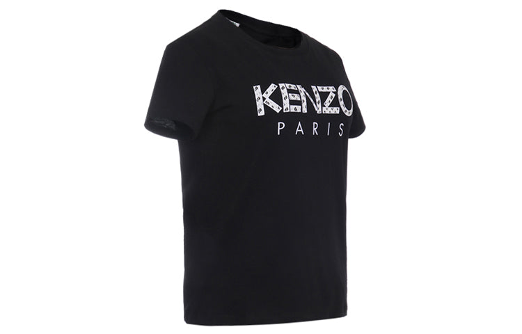 (WMNS) KENZO Logo Pattern Round Neck Short Sleeve T-Shirt 'Black' FA52TS701990-99