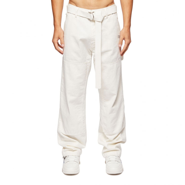 Men's Off-White SS22 Solid Color Straight Casual Pants/Trousers White OMYA136S22DEN0010110