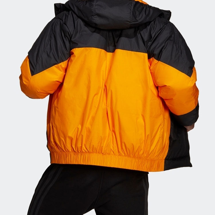 Men's adidas Colorblock Outdoor Sports Stay Warm Hooded With Down Feather Black Jacket GV5354