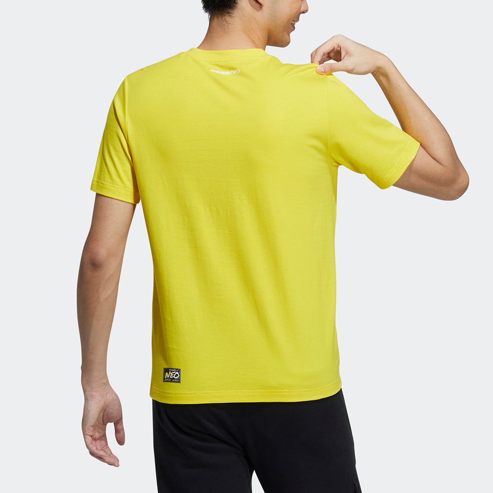 adidas neo M Fd Tee 2 Graffiti Print Sports Short-sleeved Yellow H45096