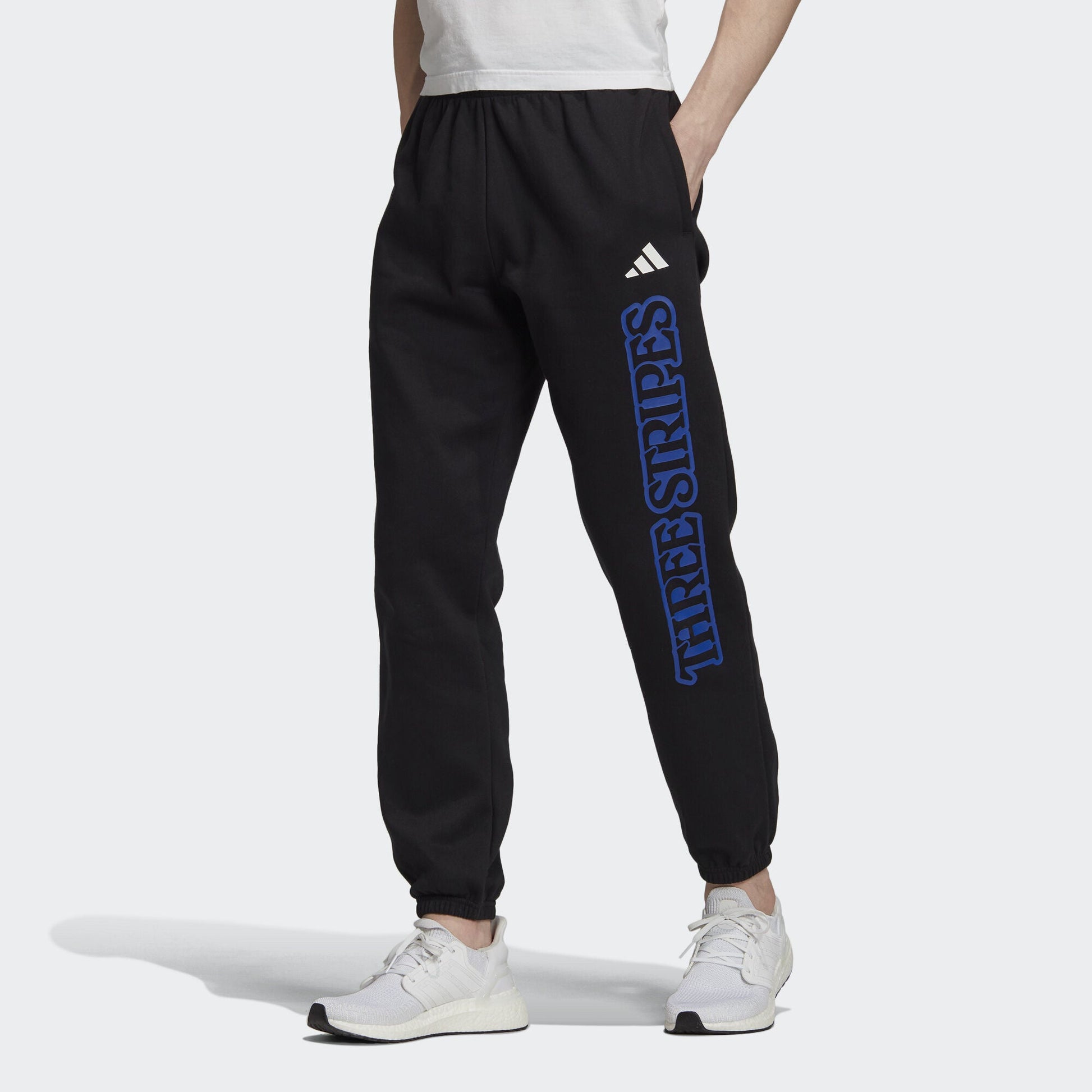 adidas 3-Stripes Graphic logo Printing Casual Bundle Feet Sports Pants Black FR6603