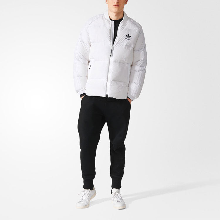 adidas originals Baseball Collar Casual Sports Stay Warm Down Jacket White BR4799