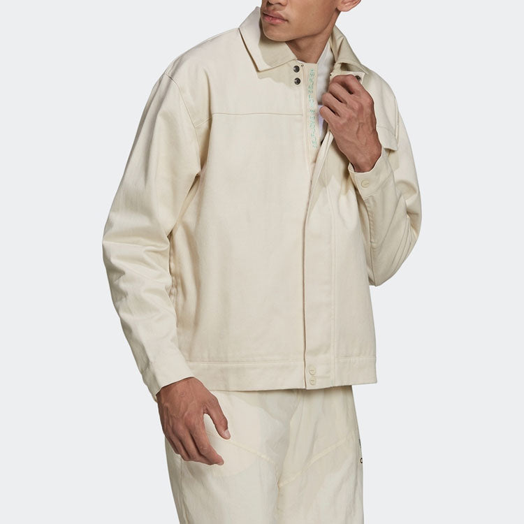 adidas originals Lapel Solid Color Sports Yellow White Jacket HI6011