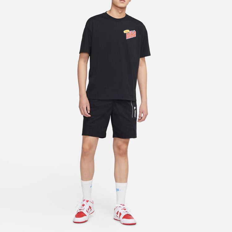 Nike Back Alphabet Pattern Printing Round Neck Casual Short Sleeve Black DM2198-010