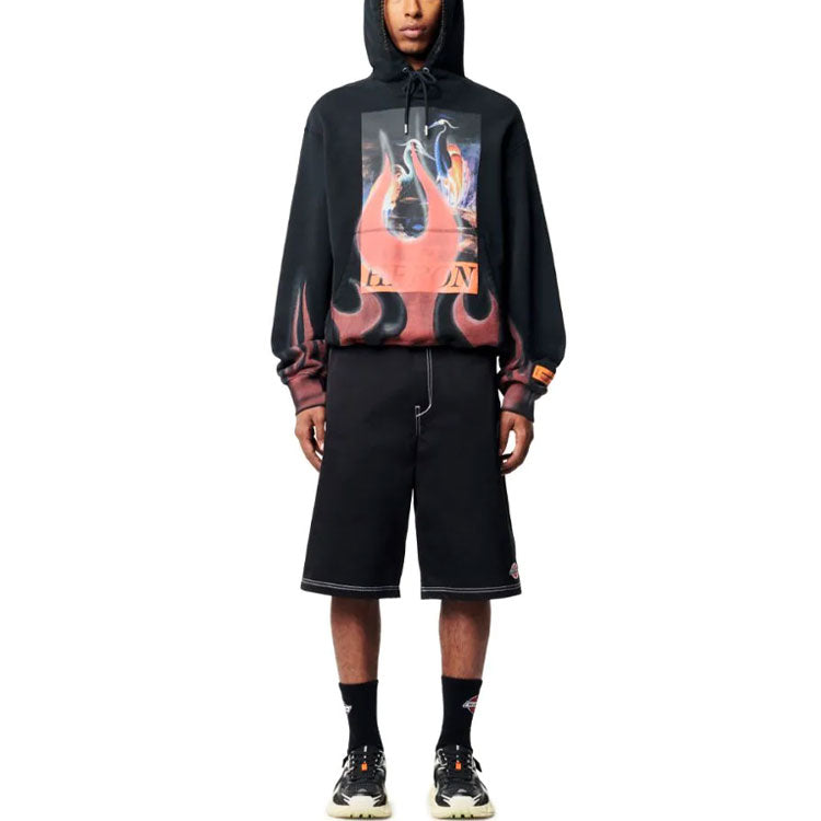 HERON PRESTON Heron Times Flames Hoodie 'Black' HMBB024S23JER0071025