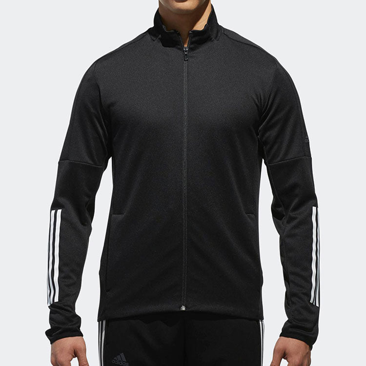 adidas Tennis Sports Stripe Logo Printing Stand Collar Jacket Black CF7970