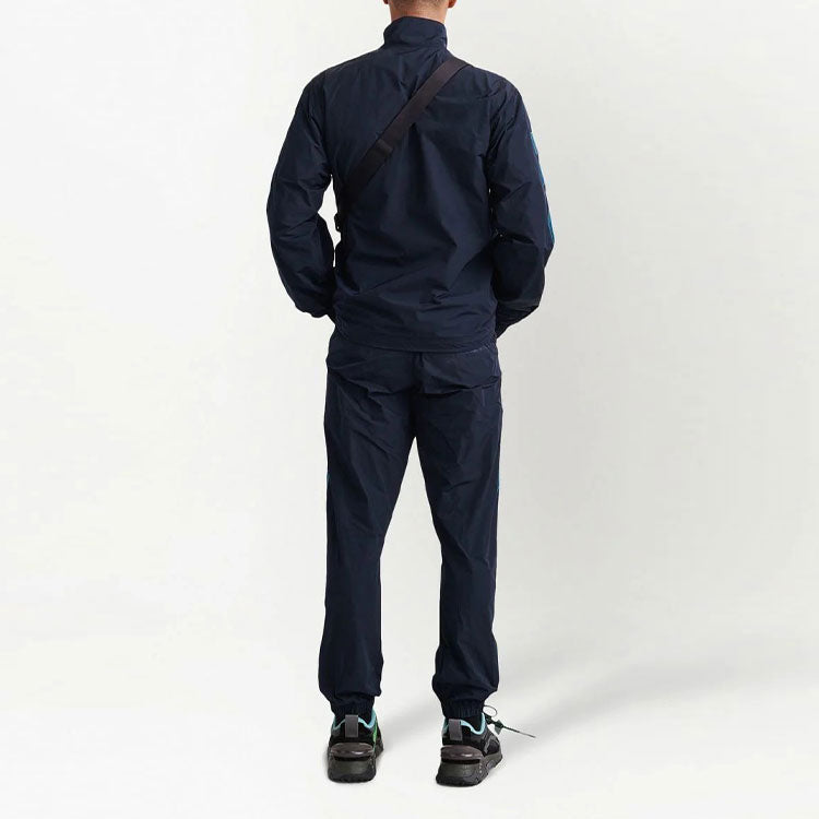 Men's Off-White SS22 Logo Stripe Printing Casual Sports Pants/Trousers/Joggers Navy Blue OMCJ015S22FAB0014648