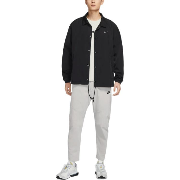 Men's Nike Solid Color Buckle Lapel Jacket Autumn Black DQ5006-010