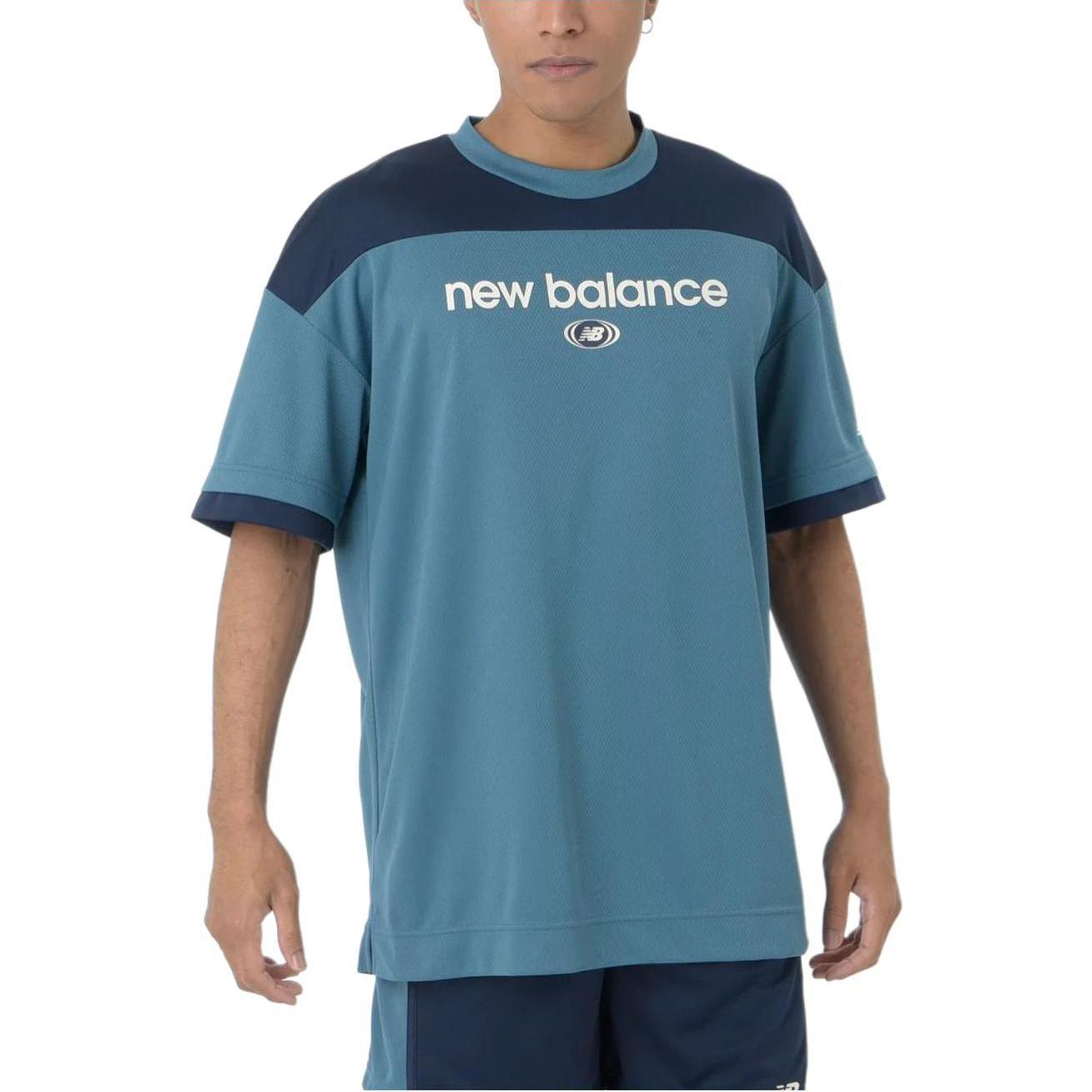 New Balance Linear Logo Honeycomb Mesh T-shirt Asia Sizing 'Elemental Blue' AMT45072-EUB