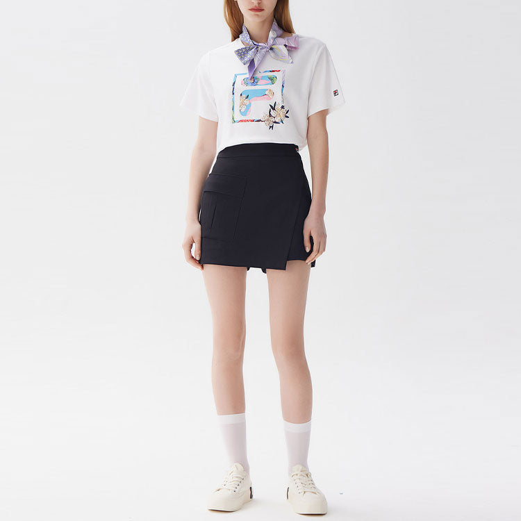 (WMNS) FILA Pure Cotton Round Neck Sports Short Sleeve White F11W128101F-WT