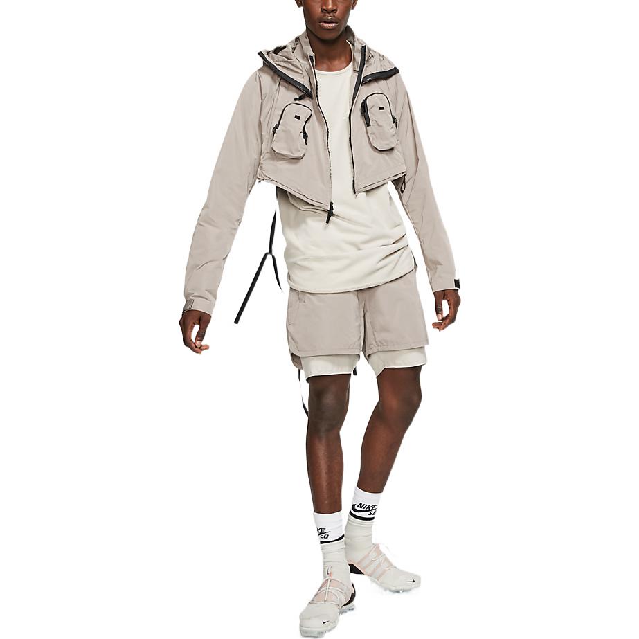 Men's Nike A.A.E. Elastic Waist Solid Color Multiple Pockets Shorts Stone Brown 'Sepia Stone String' BV8078-279