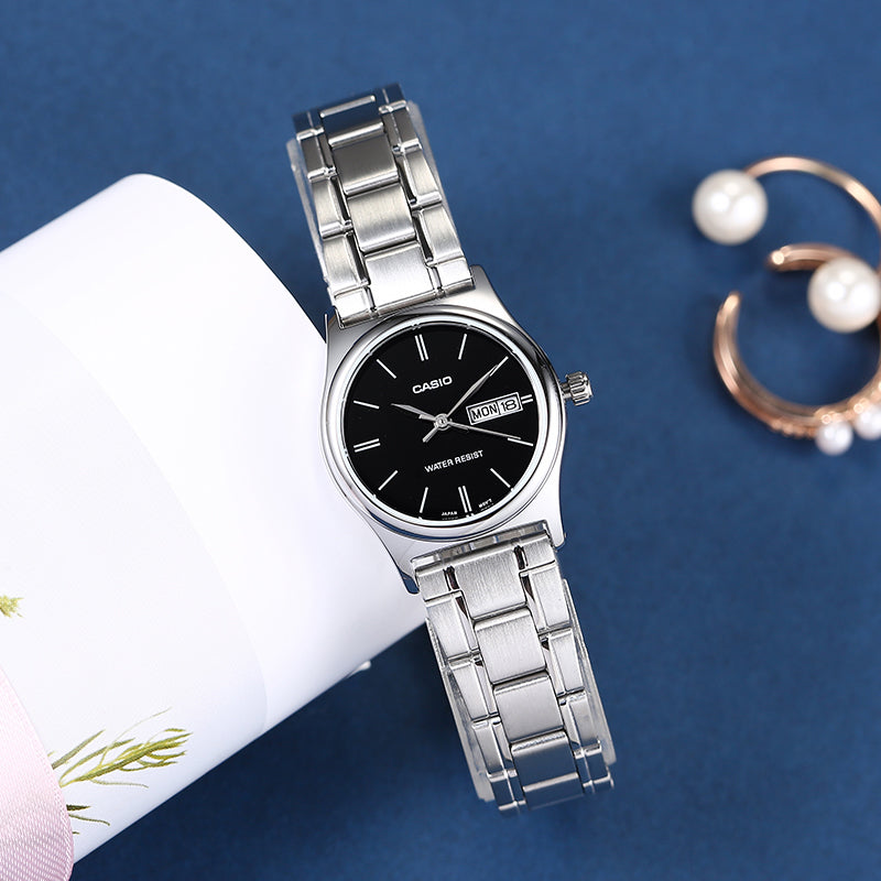CASIO Quartz Waterproof Stainless Steel Strap Black Analog LTP-V006D-1B2