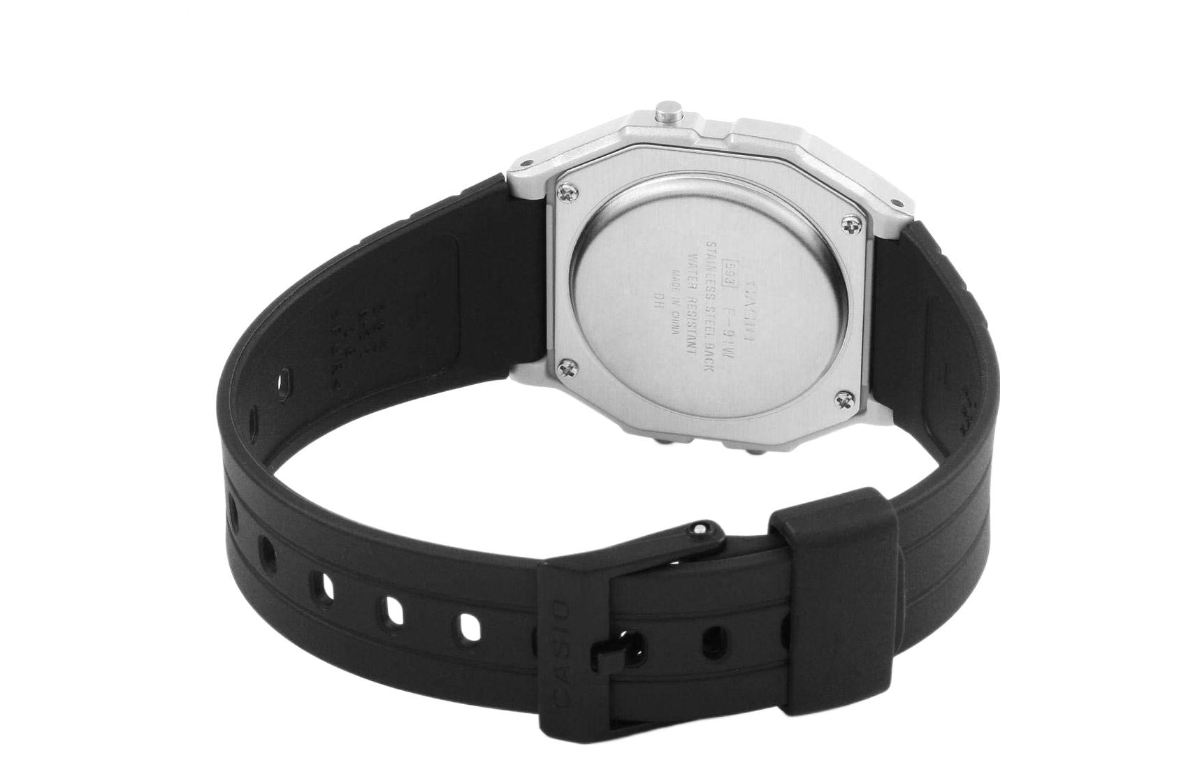 CASIO Waterproof Unisex Mens Black/Silver Digital F-91WM-7A