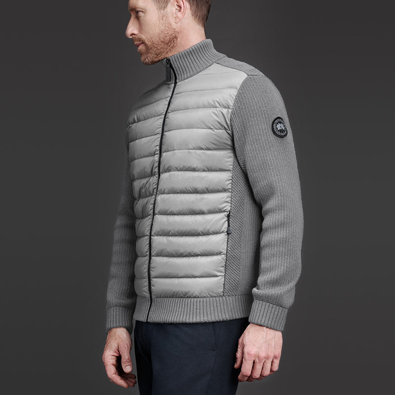 Canada Goose Hybridge Black Label Knitted Down Jacket For Men Silver 6930M-698
