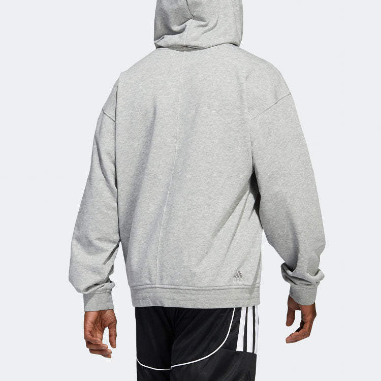 Men's adidas Cotton Hoody Basketball Casual Sports Gray HF0237