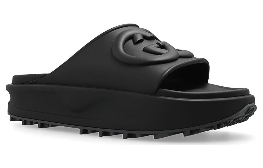 Gucci Interlocking G slide sandal 'Black Rubber' 692380-JF000-1000