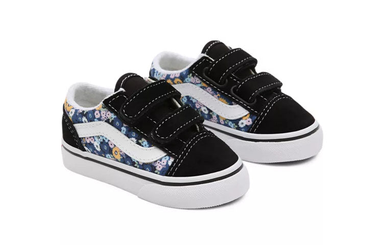 Vans Toddler Floral Old Skool Velcro 'Black Blue' VN000D3YFF1
