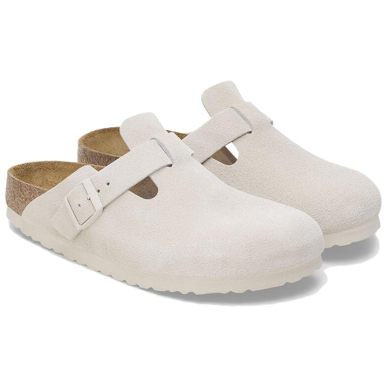 Birkenstock Boston Soft Footbed Suede Leather Sandals 'Antique White' 1027667