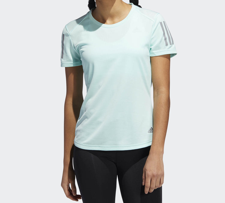(WMNS) adidas Own The Run Tee Reflective Printing Sports Short Sleeve Green DQ2634