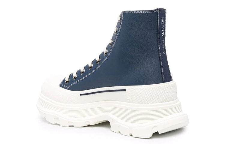 Alexander McQueen Tread Slick Lace Up Boot 'Navy Leather' 627206WIAM24456