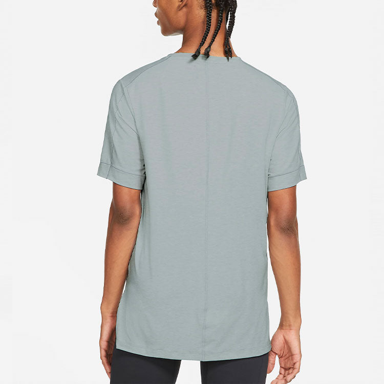 Men's Nike Yoga Dri-FIT Yoga Exercise Quick Dry Short Sleeve Blue Grey T-Shirt BV4035-079