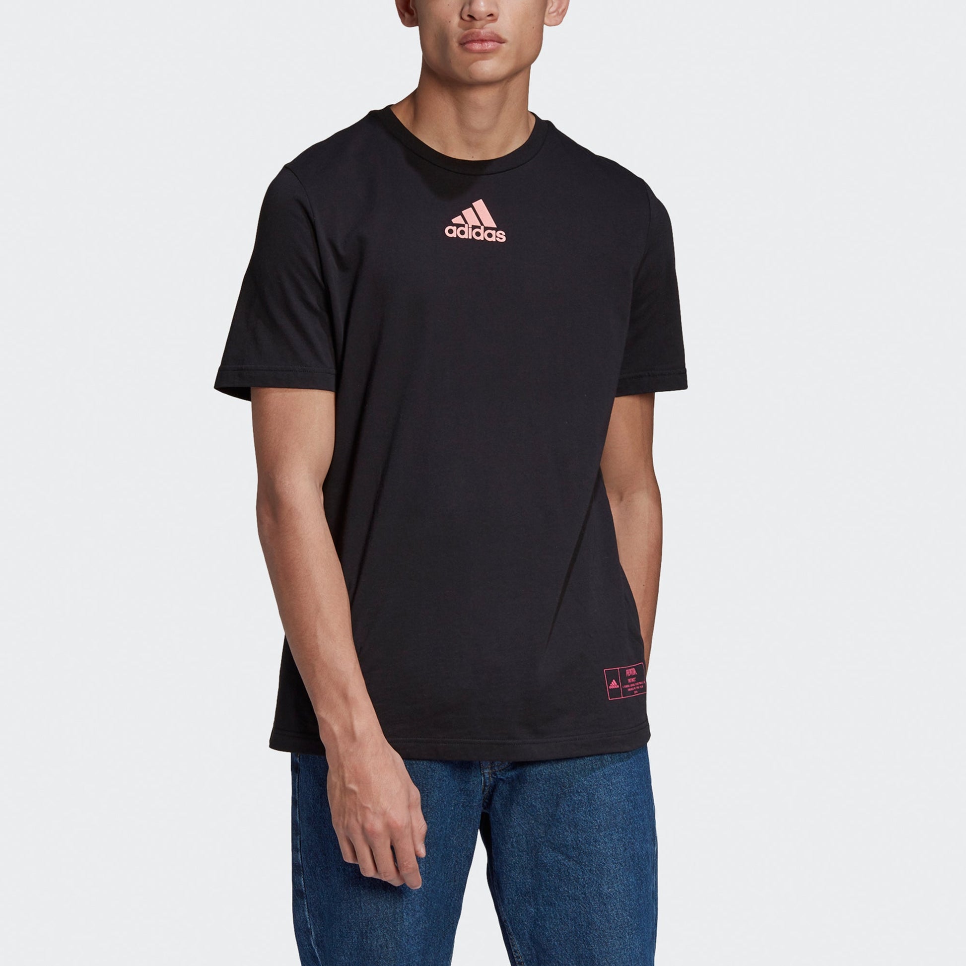 adidas Pred. Instinct Casual Sports Alphabet Printing Short Sleeve Black GE4648