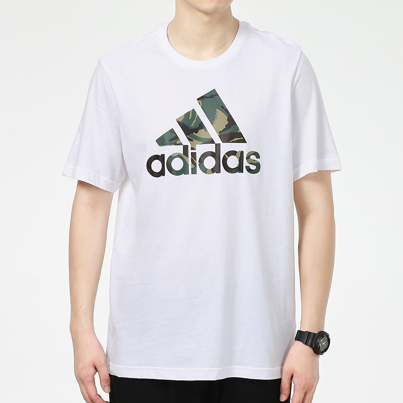 adidas Camo T Camouflage Logo Printing Sport Short Sleeve Men's White GV5237