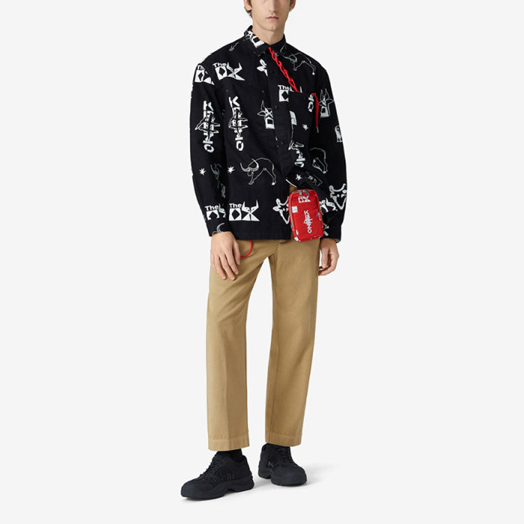 Men's KENZO SS21 Capsule Series Printing Jacket Long Sleeves Shirt Black FB55CH5159H2-99