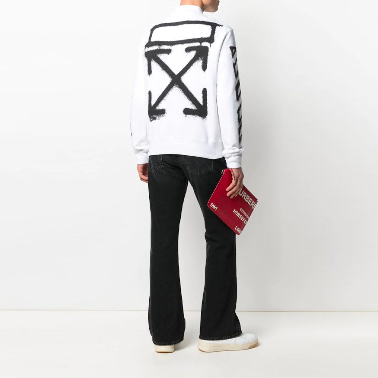 Off-White SS21 Graffiti Printing Round Neck Long Sleeves Version White OMBA025S21FLE0040110