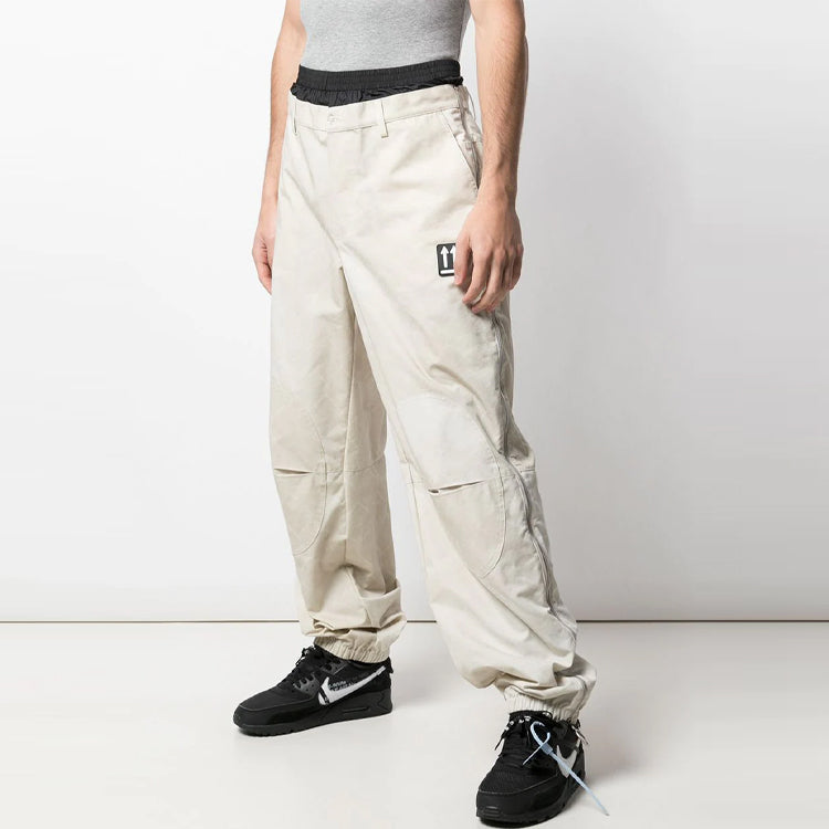 Men's Off-White Casual Long Pants/Trousers Loose Fit Beige OMCA126S20H900200600