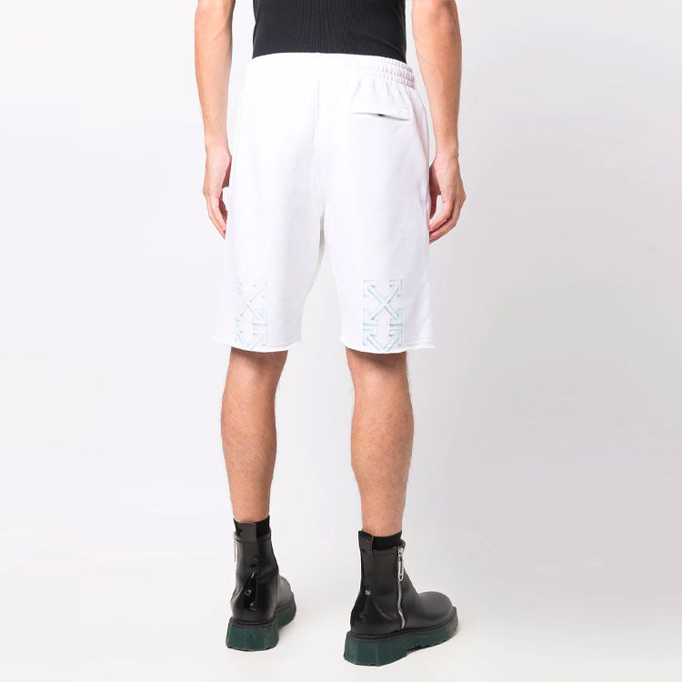 Off-White FW21 Logo Knee-Length Sports Shorts Version White OMCI006F21FLE0070184