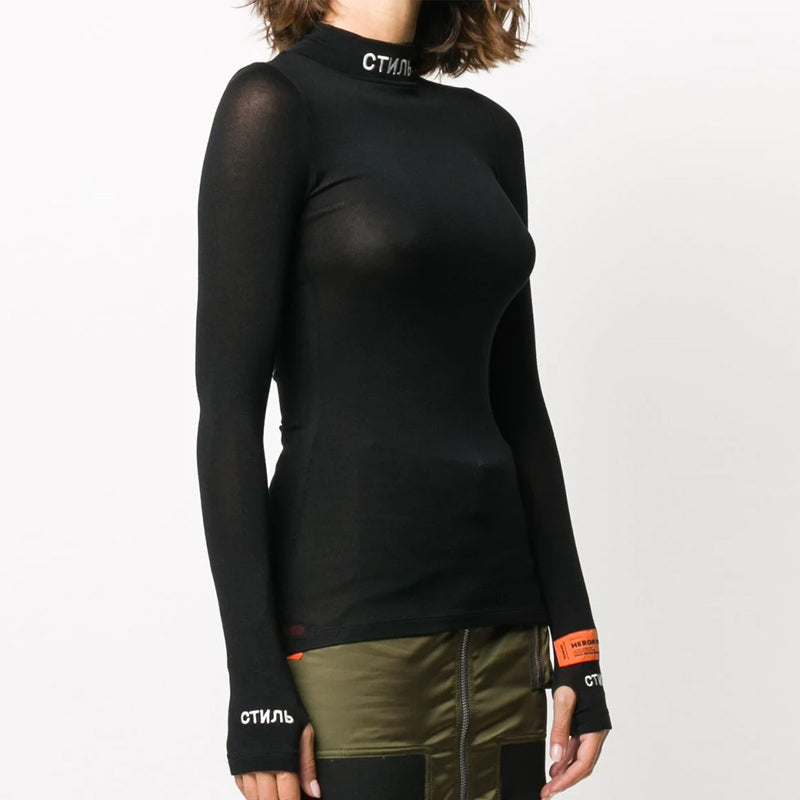 HERON PRESTON Turtleneck Tight Long Sleeves Black HWAB016E20JER0011001