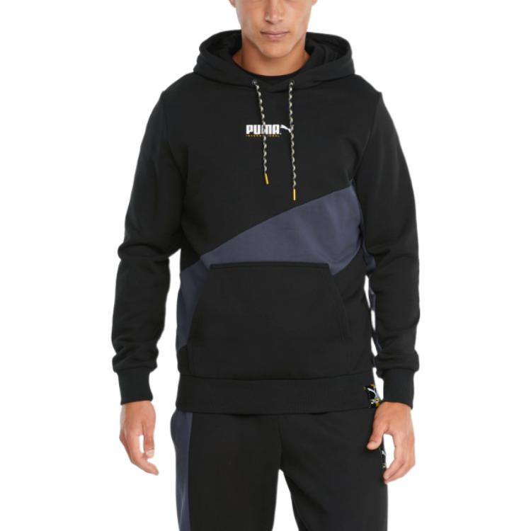 PUMA Logo Full Sleeve Printed Hoodie 'Black' 533084-01