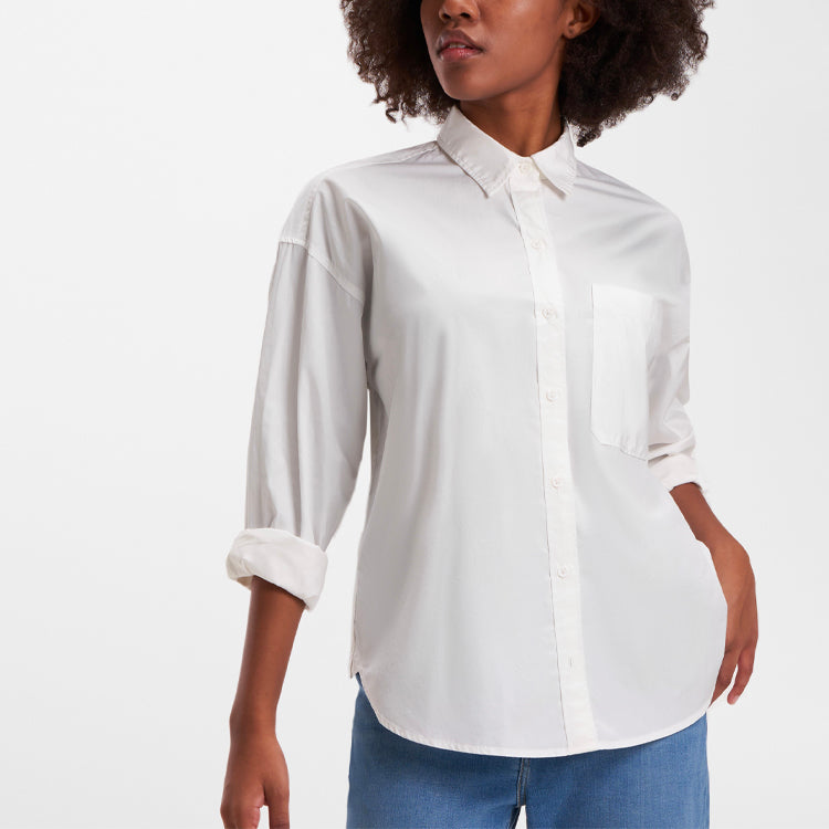 Levis Easy Wave Series Lapel Pure Cotton Long-Sleeved Shirt White 22648-0001