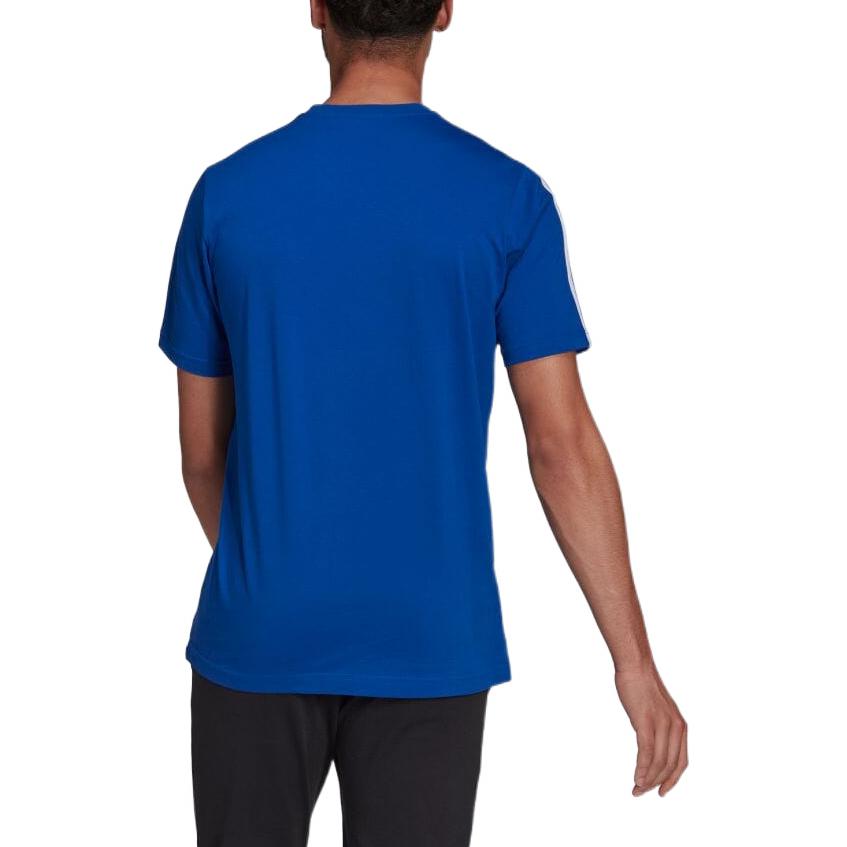 Men's adidas Stripe Round Neck Pullover Sports Short Sleeve Blue T-Shirt HE4410