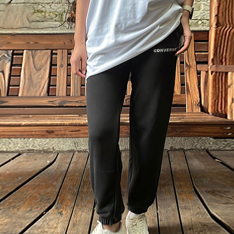 (WMNS) Converse Logo Sweatpants Asia Sizing 'Black' 10024730-A01