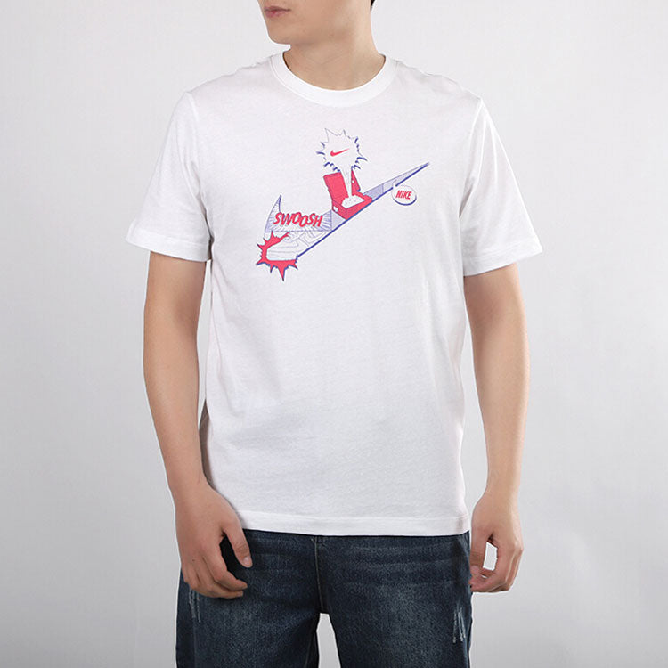 Nike Sportswear Shoe Printing Logo Sports Knit Short Sleeve White DH0057-100