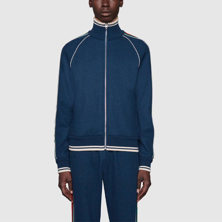 Gucci SS21 Zipper Long Sleeves Jacket Navy Blue 645243-XJC58-4215