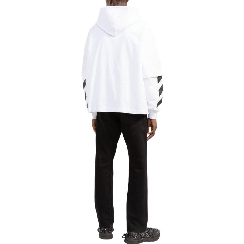 Men's Off-White FW22 Solid Color Printing Hooded Long Sleeves Version White OMBB098C99FLE0010110