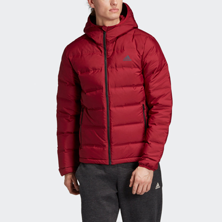 adidas Helionic Ho Jkt Outdoor Slim Fit hooded down Jacket Wine Red DZ1426