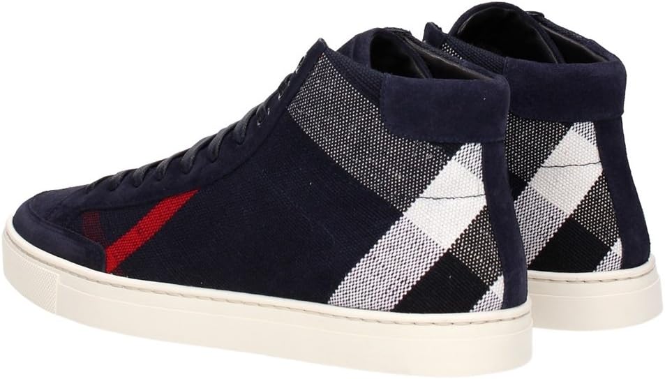 Burberry Large Plaid Suede and Canvas Sneakers 'Navy' 3981050