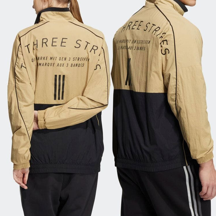 adidas Contrast Color Stitching Alphabet Printing Stand Collar Sports Unisex Multicolor Jacket HM2693