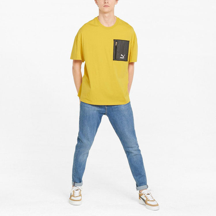PUMA Logo Zip Pocket Tee 'Yellow' 535418-31