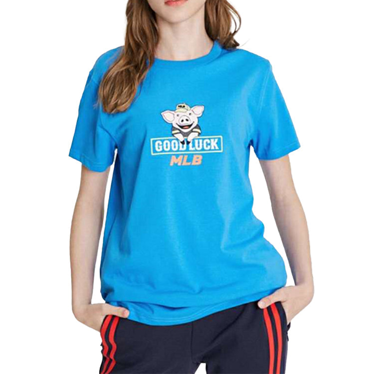 MLB Chest Piggy Printing Short Sleeve Version Unisex Blue 31TSTG931-07U