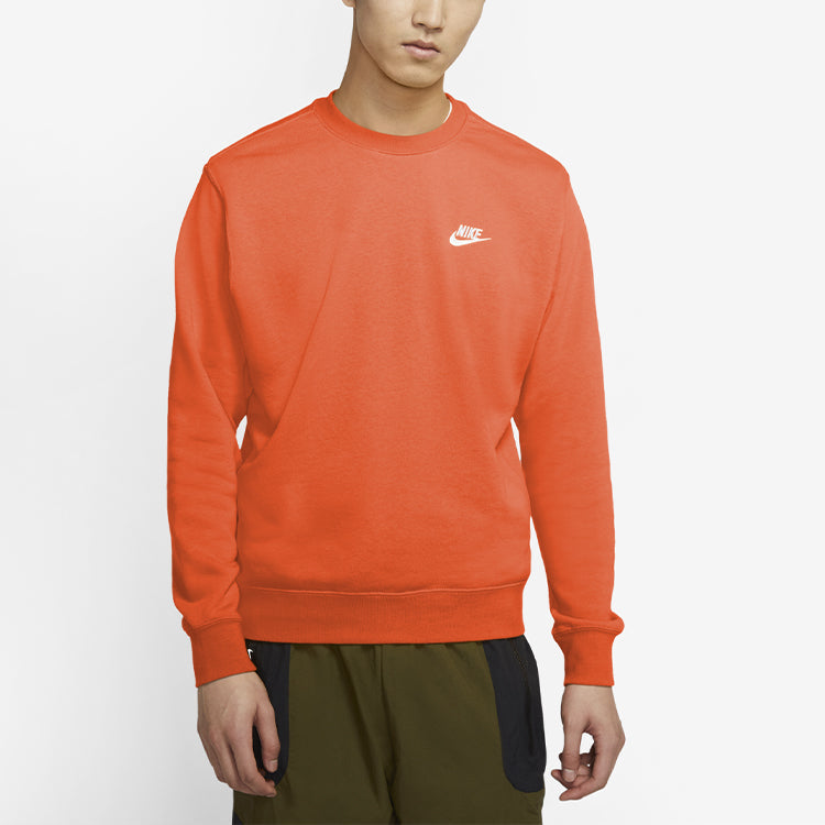 Men's Nike Sportswear NSW Club French Terry Casual Sports Round Neck Orange BV2667-837