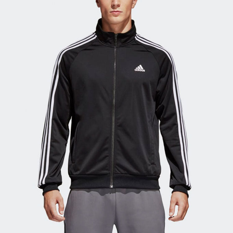 adidas Logo Printing Side Stripe Stand Collar Sports Jacket Black BR1024