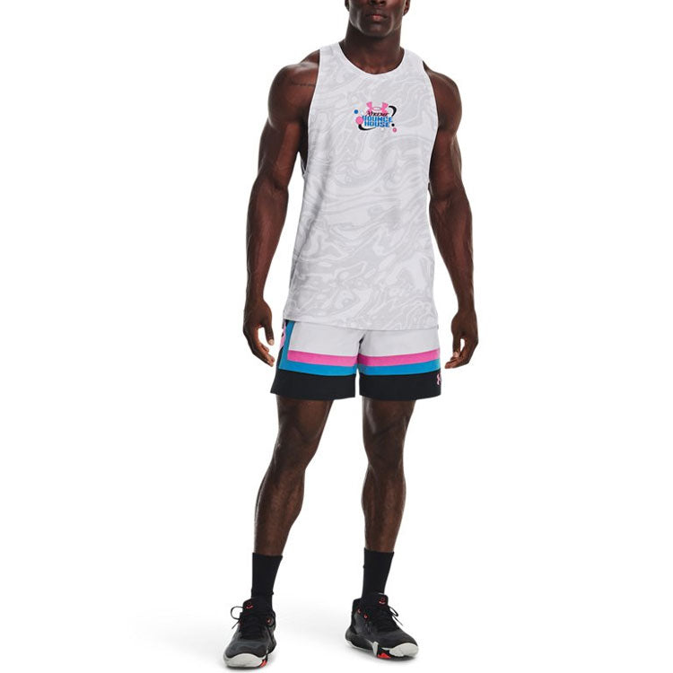 Under Armour Baseline Woven Shorts 'White Pink Blue' 1377309-100