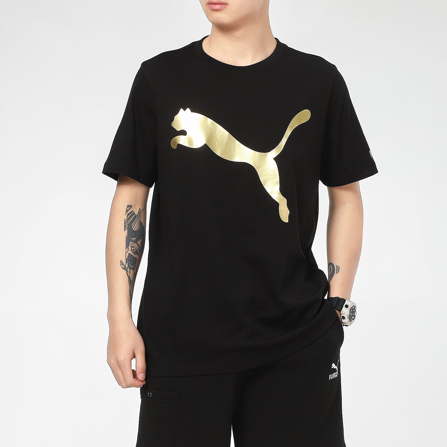 PUMA Logo Foil Tee 'Black' 533191-01